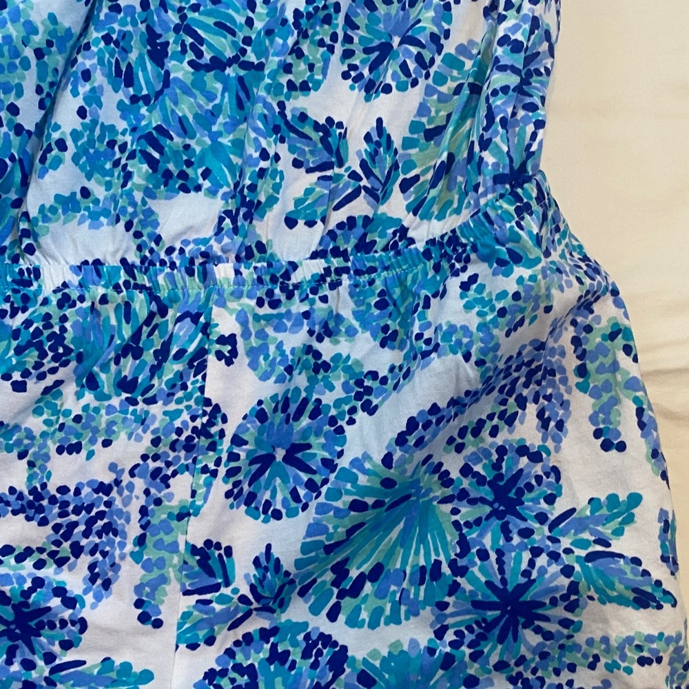 Lilly Pulitzer Blue & Aqua Floral Girls Romper - Picture 7 of 9